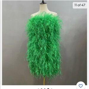 Ostrich Feather Dress - Green